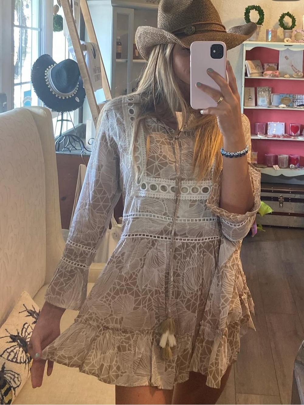 Boho Beige Tunic Dress kaftan from Italy